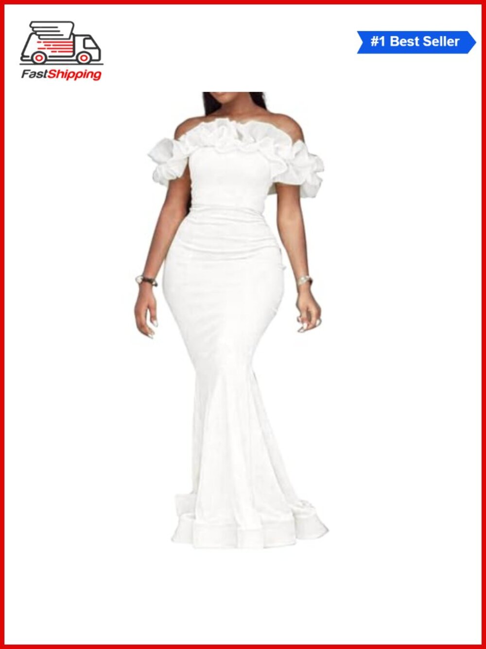 ✨ Off Shoulder Ruffle Mermaid Formal Maxi Dress Evening Gown